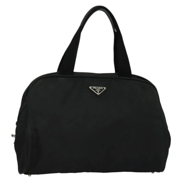 PRADA Hand Bag Nylon Black Silver Auth 129066 - Picture 1 of 16
